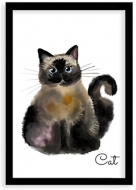 Plakát v rámu, Kočka - černý rámeček, 20x30 cm