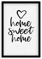 Plakát v rámu, Home,sweet home - čierny rám, 20x30 cm