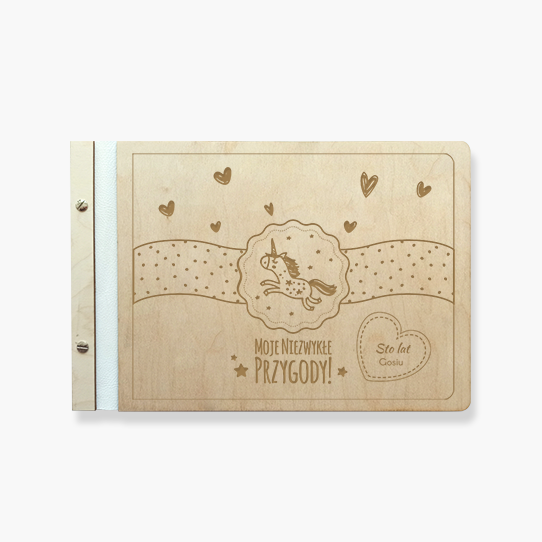 Dřevěné album Jednorožec, 34x23 cm