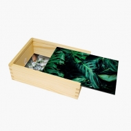 Dřevěná krabička, Monstera, 12x17 cm