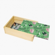 Dřevěná krabička, Tropické listy, 12x17 cm