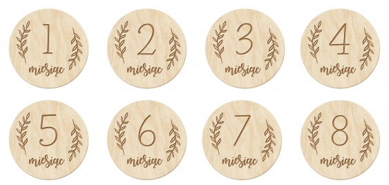 Štítek s označením, 12měsíční sada - Circle, 11 cm