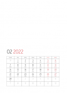 Nástěnný kalendář, Prázdná šablona se jmény, 20x30 A4 cm