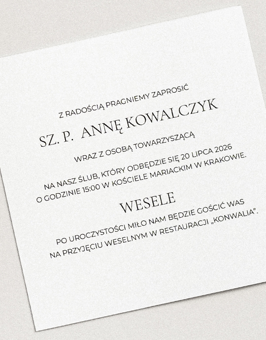 Pozvání, Minimalistická kolekce