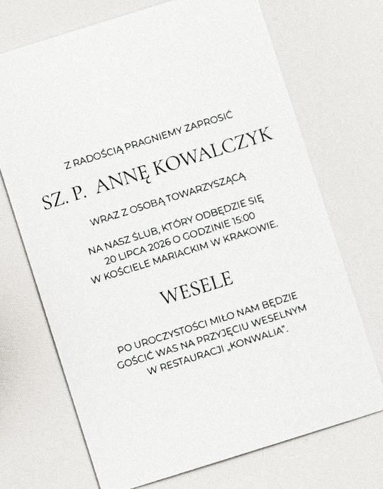 Pozvání, Minimalistická kolekce
