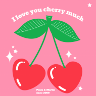 Polštářek, bavlna, I love you cherry much - verze 1, 38x38 cm