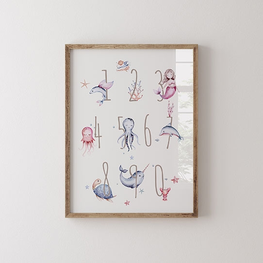 Plakát, Podvodní čísla - pro dívky, 21x30