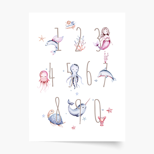 Plakát, Podvodní čísla - pro dívky, 70x100