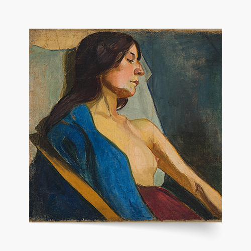 Plakát, W. Ślewiński „Polonahá žena v modrém šálu“, 50x50