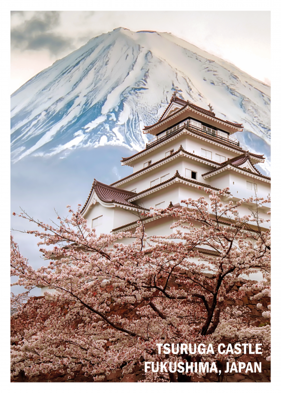 Plakát, Japonsko: Hrad Tsuruga, Fukušima, 21x30