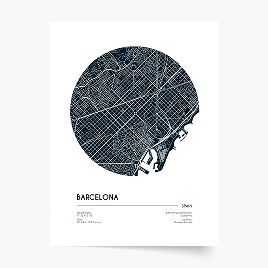 Plakát, Mapy: Barcelona, 21x30