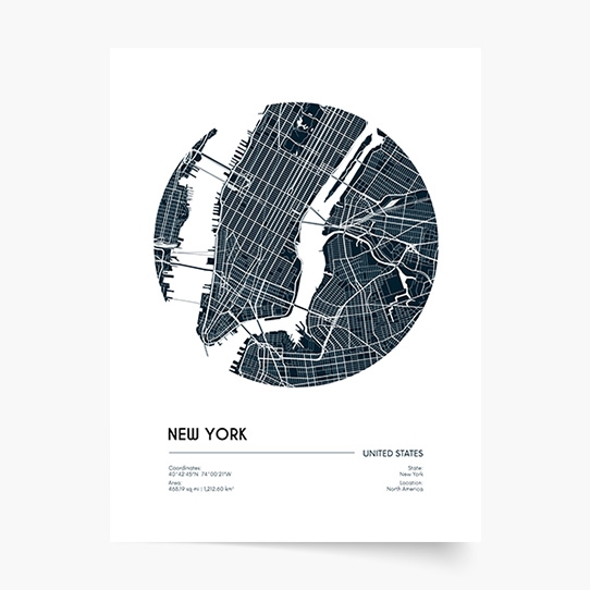 Plakát, Mapy: New York, 21x30