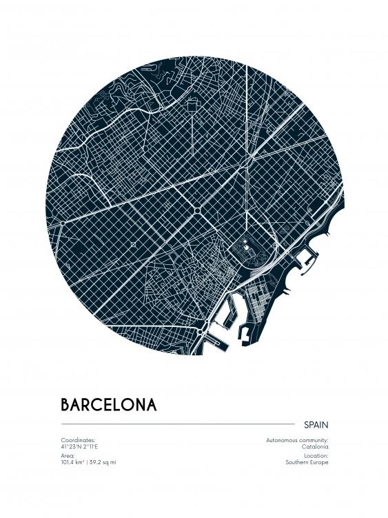 Plakát, Mapy: Barcelona, 21x30