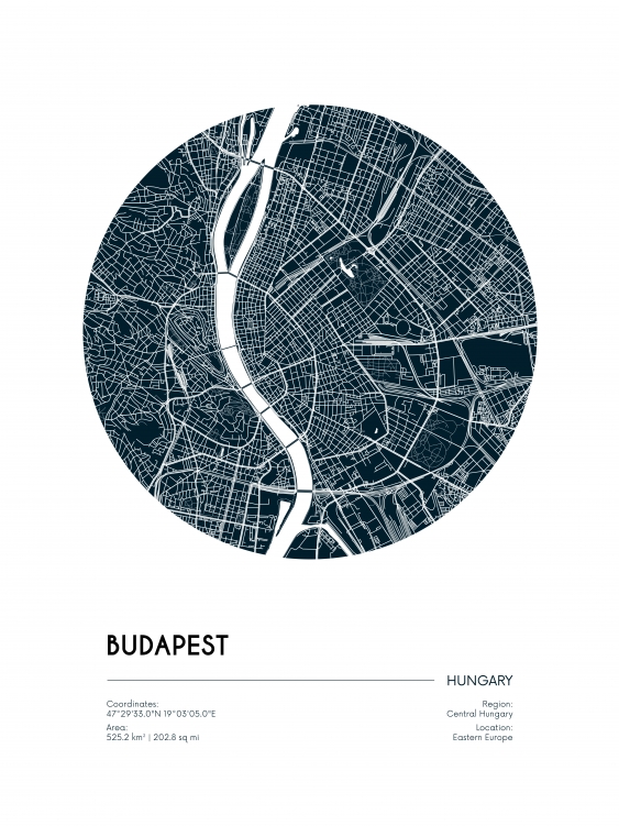 Plakát, Mapy: Budapešť, 21x30