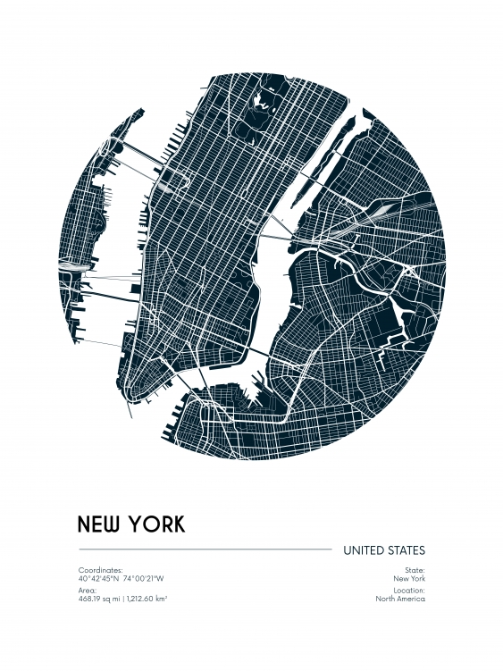 Plakát, Mapy: New York, 21x30