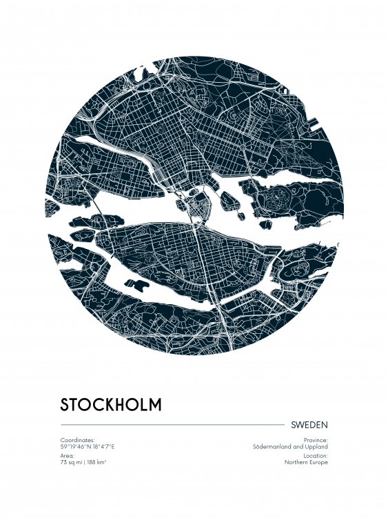 Plakát, Mapy: Stockholm, 21x30
