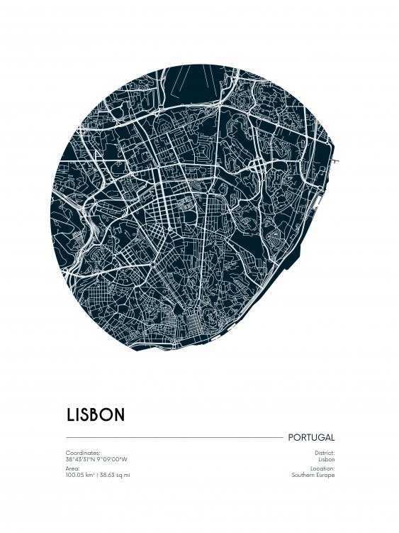 Plakát, Mapy: Lisabon, 21x30