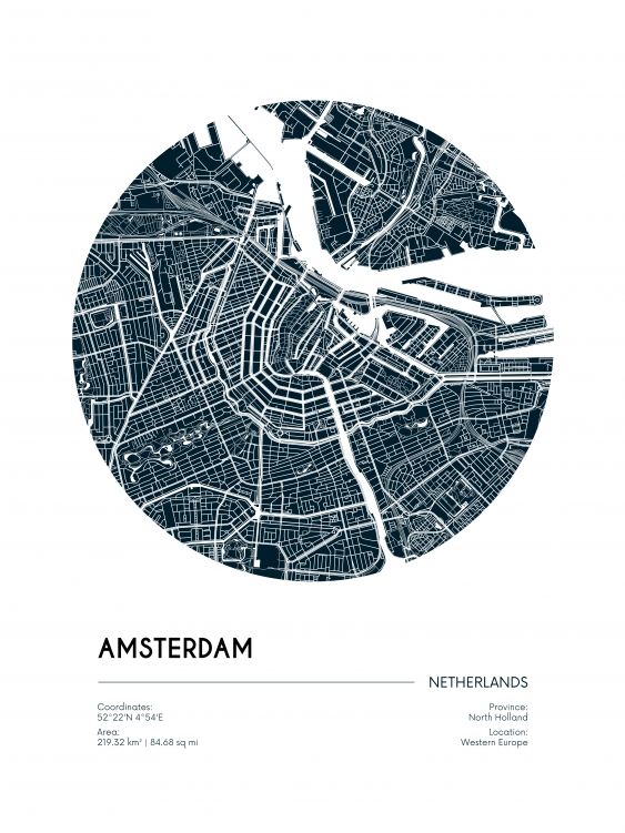 Plakát, Mapy: Amsterdam, 21x30