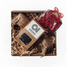 Dárková sada Vaše Logo - mini krabička s čajem, čokoládou, marmeládou a medem