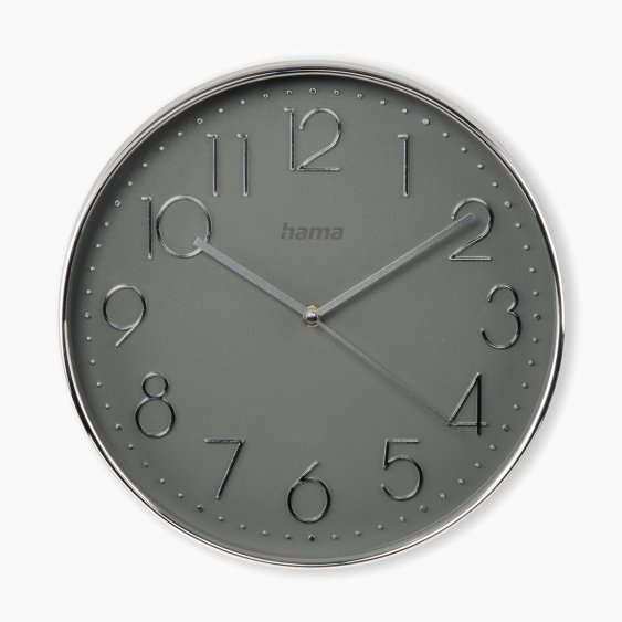 Hodiny, ELEGANCE STŘÍBRNÁ/ŠEDÁ, 30 CM