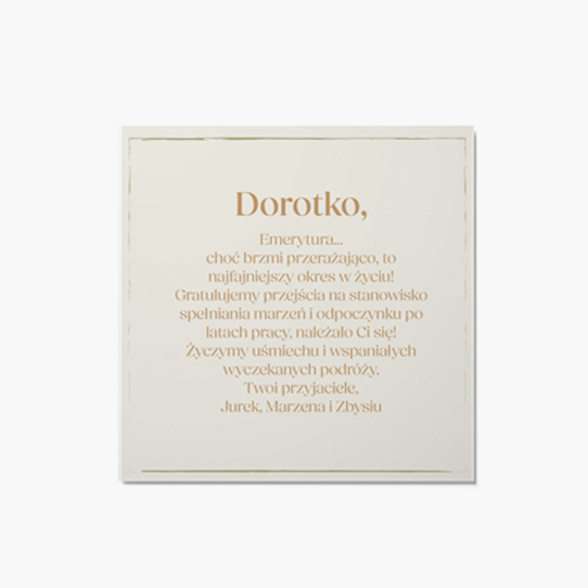 Fotopřání Důchod, 14x14 cm