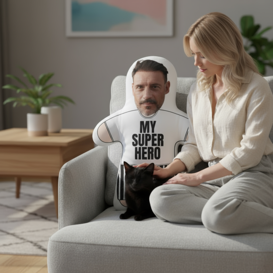 Polštář 3D personalizovaný, Samet, Můj superhrdina, 46x33 cm