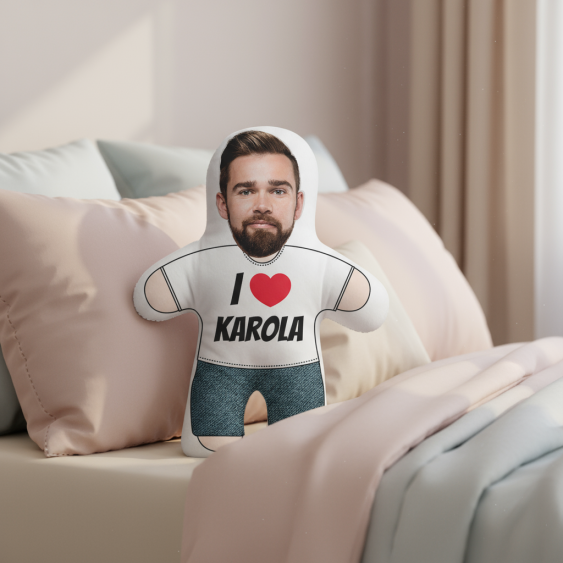 Polštář 3D personalizovaný, Samet, Mini já, miluju ji, 46x33 cm
