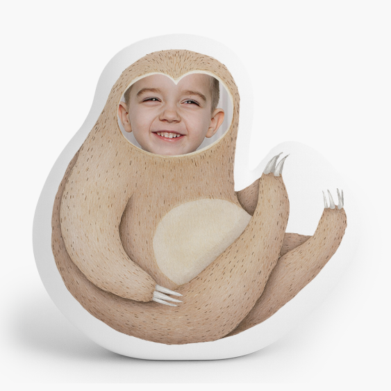 Polštář 3D personalizovaný, Samet, Lenochod, 30x30 cm