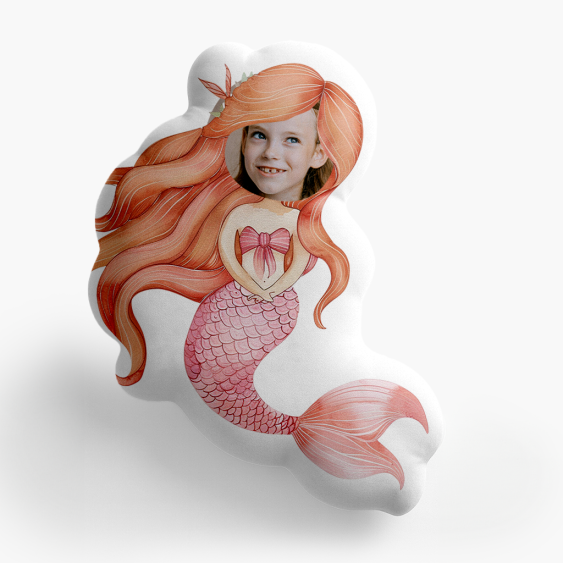 Polštář 3D personalizovaný, Samet, Mořská panna s mašlí, 30x30 cm
