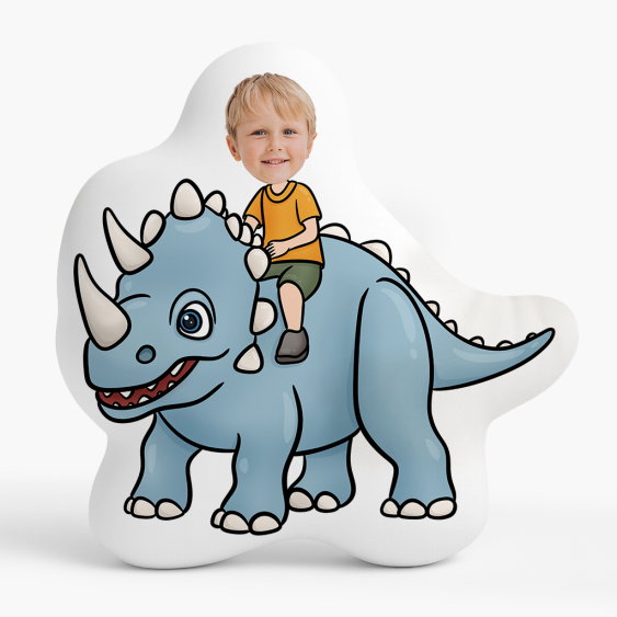 Polštář 3D personalizovaný, Samet, Modrý dinosaurus, 30x30 cm