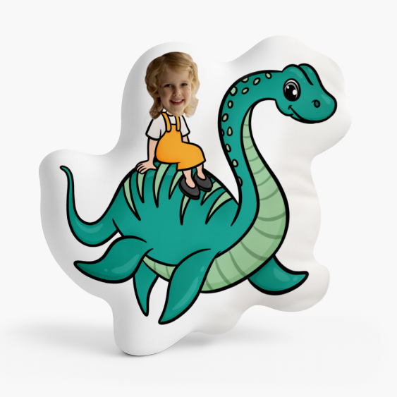 Polštář 3D personalizovaný, Samet, Tyrkysový dinosaurus, 30x30 cm