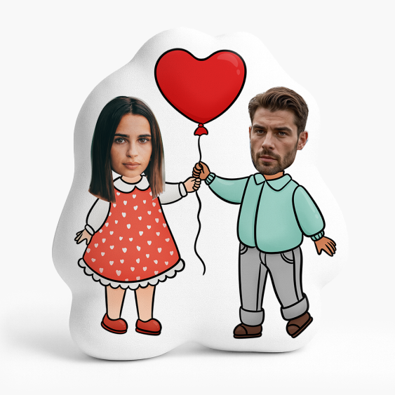 Polštář 3D personalizovaný, Samet, Pár s balónkem, 30x30 cm