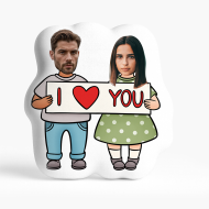 Polštář 3D personalizovaný, Welur, Pár s nápisem, 30x30 cm