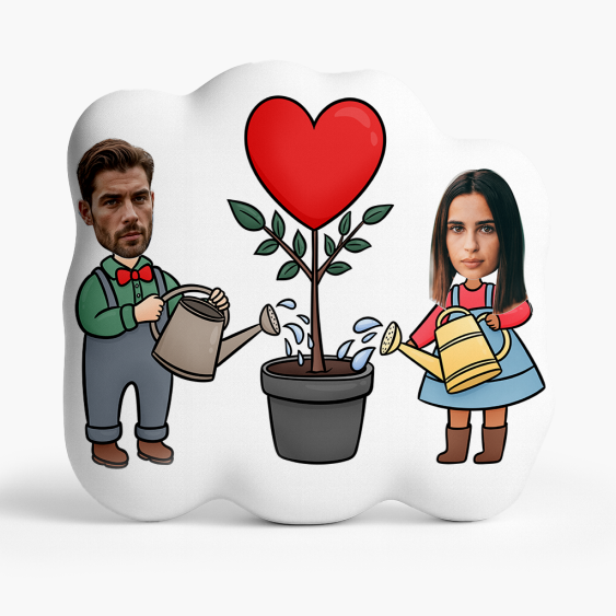 Polštář 3D personalizovaný, Samet, Pár s rostlinou, 30x30 cm