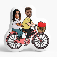 Polštář 3D personalizovaný, Welur, Pár na kole, 30x30 cm