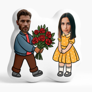 Polštář 3D personalizovaný, Welur, Pár s kyticí, 30x30 cm