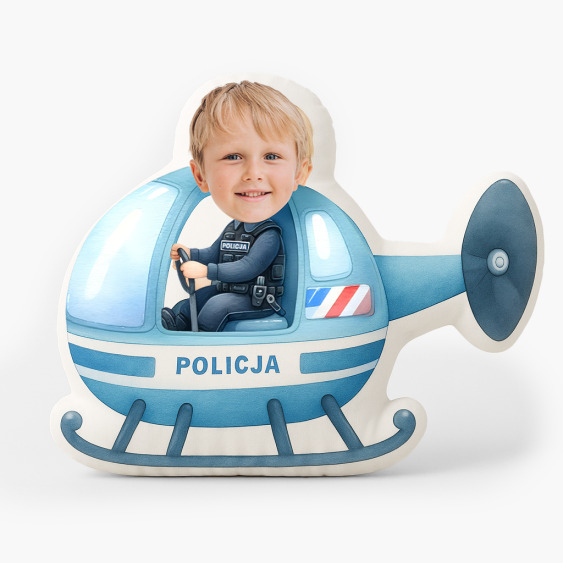 Polštář 3D personalizovaný, Samet, Policista ve vrtulníku, 30x30 cm