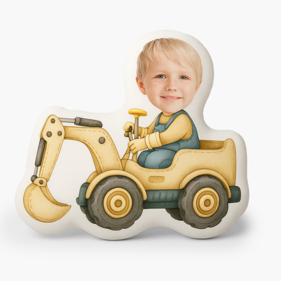 Polštář 3D personalizovaný, Samet, Rypadlo, 30x30 cm