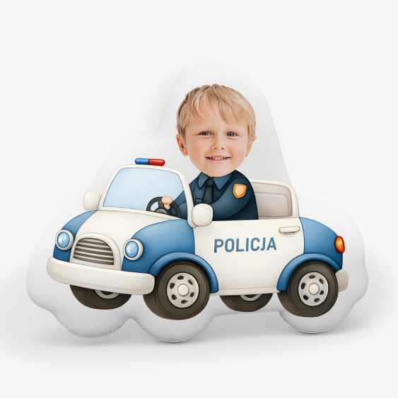 Polštář 3D personalizovaný, Samet, Policista v autě, 30x30 cm