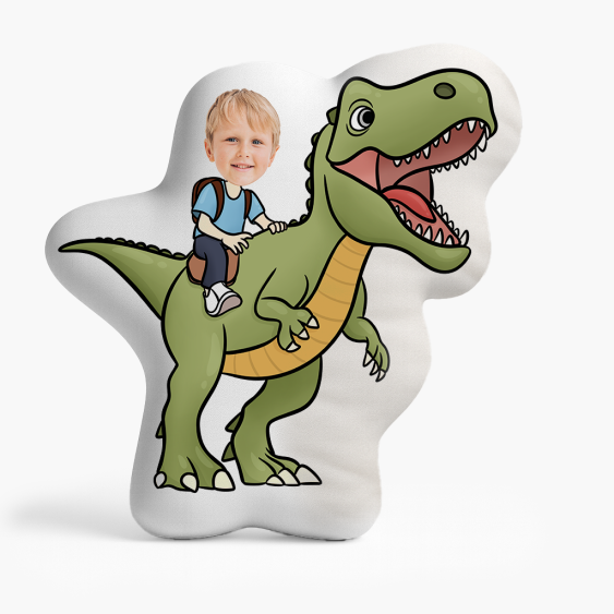 Polštář 3D personalizovaný, Samet, Zelený dinosaurus, 30x30 cm