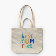 Plátěná taška s dvojitými uchy, 38x42x10, Best mum ever - ecru