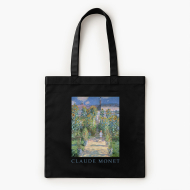 Bavlněná taška, 38x42, Monet "Garden" - černá