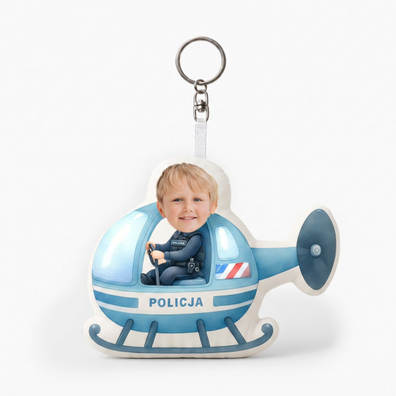 Plyšový přívěsek na klíče Policista ve vrtulníku, 10 cm