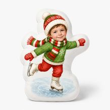 Polštář 3D personalizovaný, Velur, Krasobruslař, 30x30 cm